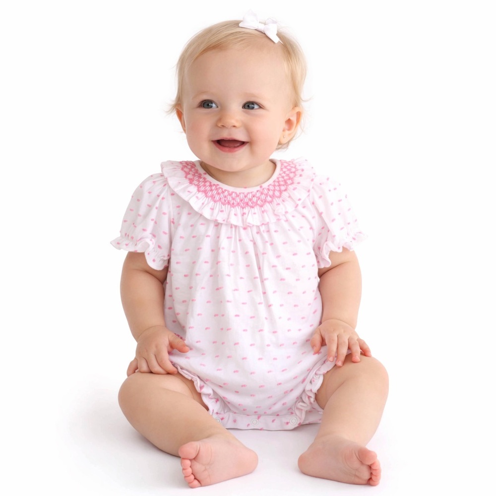 NWT EDGEHILL COLLECTION PINK SWISS DOT DRESSY BUBBLE Sz 9M